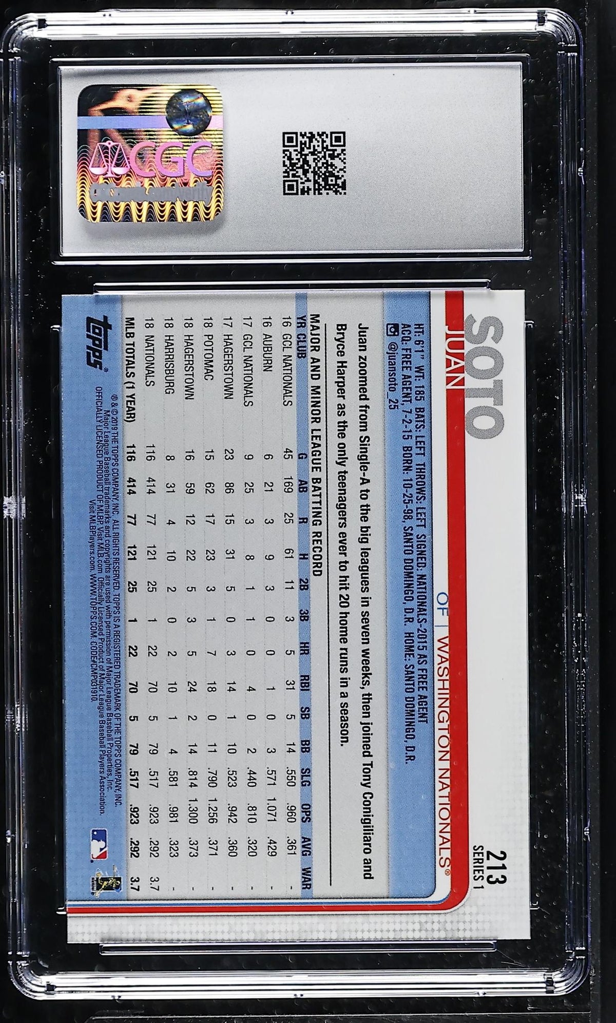 2019 Topps Juan Soto #213 CGC