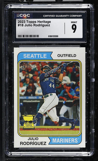 2023 Topps Heritage Julio Rodriguez #18 CGC 9