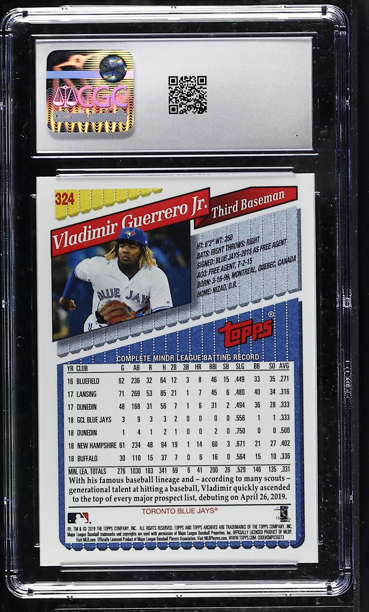 2019 Topps Archives Vladimir Guerrero Jr. #324 Rookie CGC 9