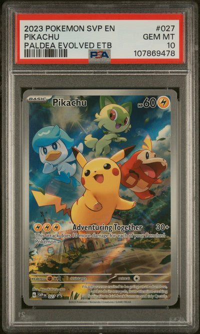2023 Pokemon Scarlet and Violet Paldea Evolved Elite Trainer Box Pikachu #027 PSA 10