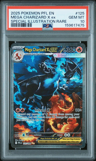 2025 Pokemon Mega Evolution Phantasmal Flames Special Illustration Rare Mega Charizard X Ex #125 PSA 10