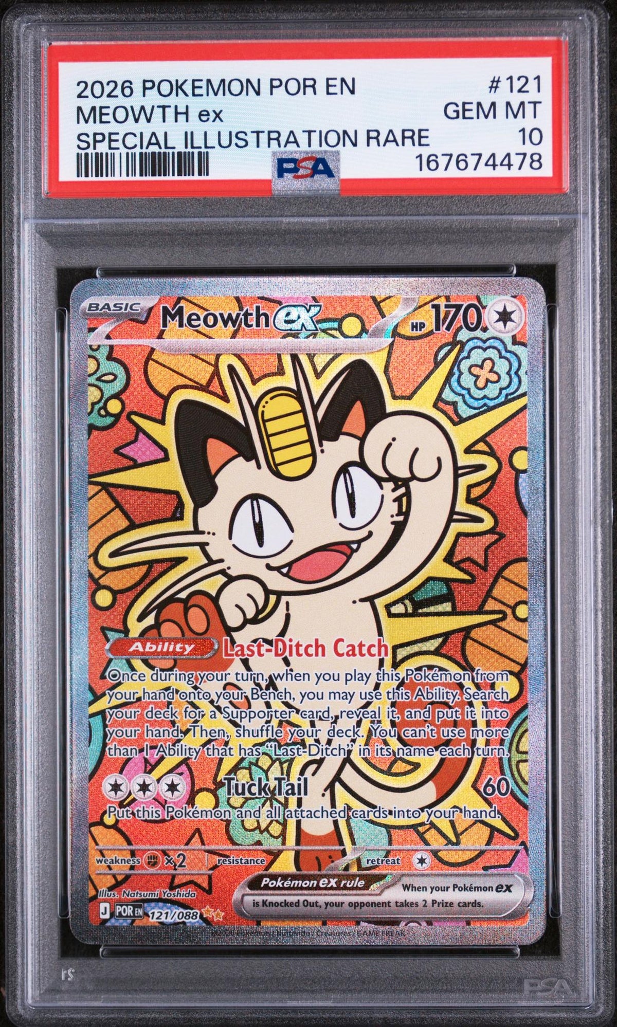 2026 Pokemon Perfect Order Special Illustration Rare Meowth Ex #121 PSA 10