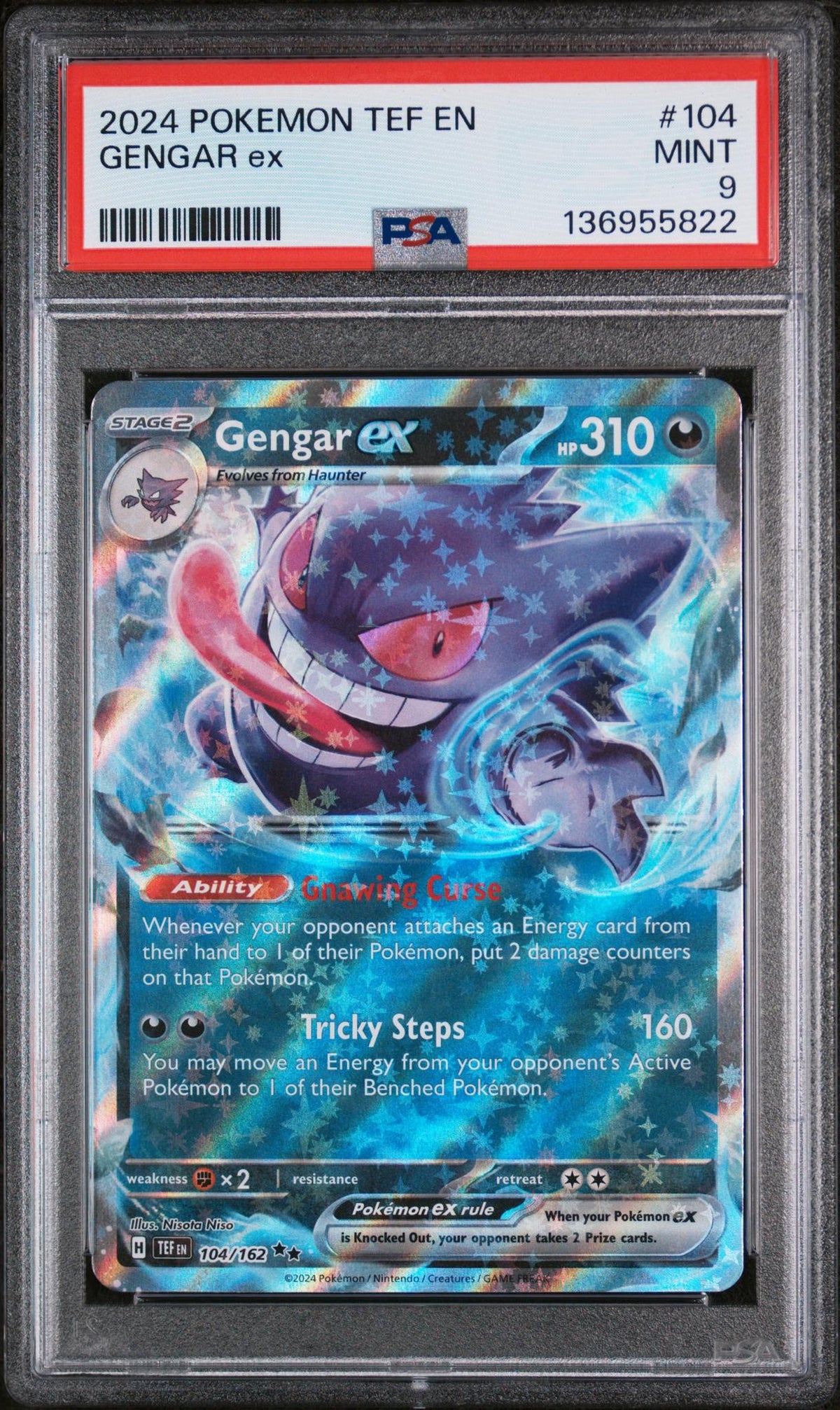 2024 Pokemon Scarlet and Violet Temporal Forces Gengar Ex #104 PSA 9