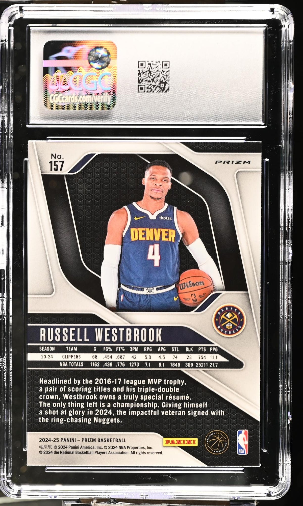 2024-25 Panini Prizm Russell Westbrook #157 Green CGC 10
