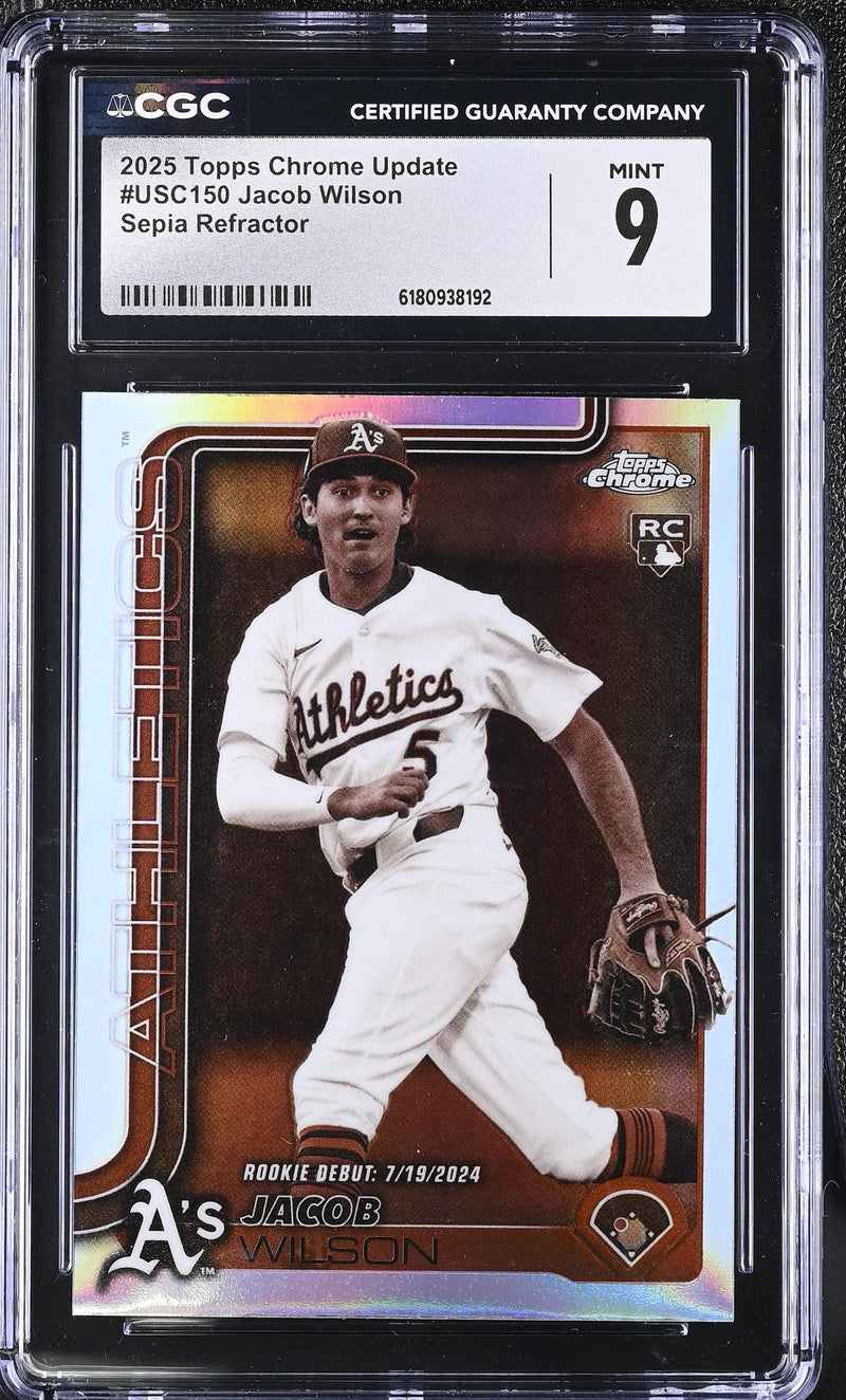 2025 Topps Chrome Jacob Wilson #USC150 Sepia Refractor RC CGC 9 Mint