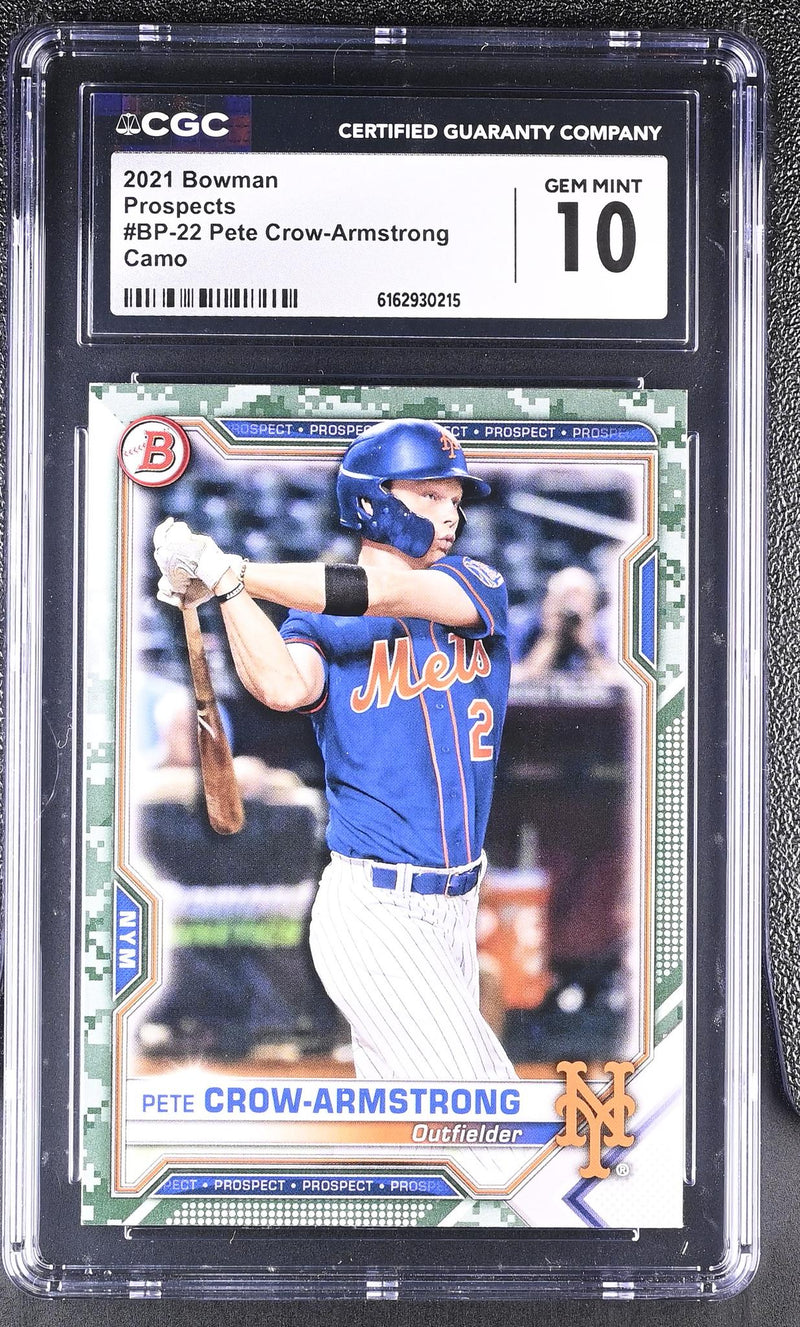 2021 Bowman Prospects Pete Crow-Armstrong #BP-22 Camo CGC 10