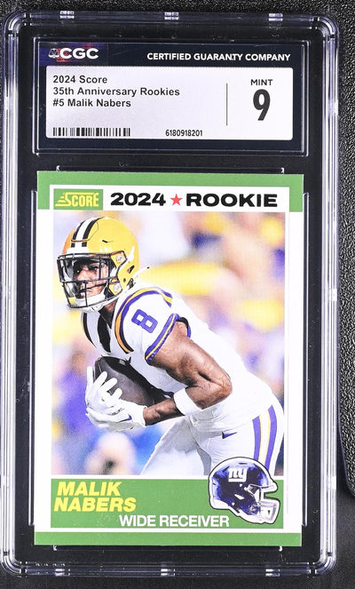 2024 Panini Score Malik Nabers #5 Rookie 35th Anniversary Rookies CGC 9