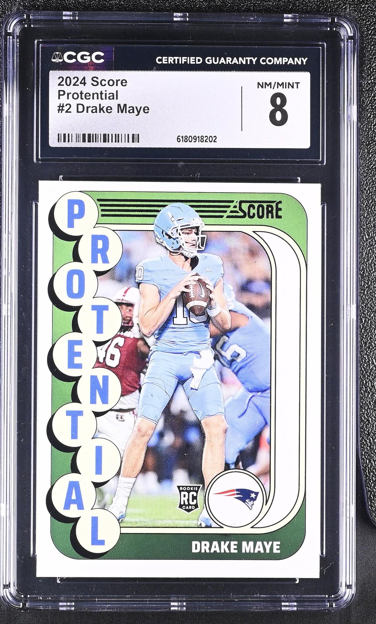 2024 Score Potential #2 Drake Maye Rookie CGC 8