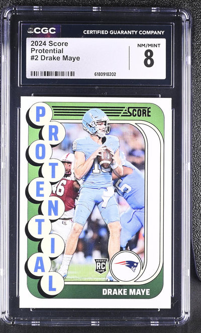 2024 Score Potential #2 Drake Maye Rookie CGC 8