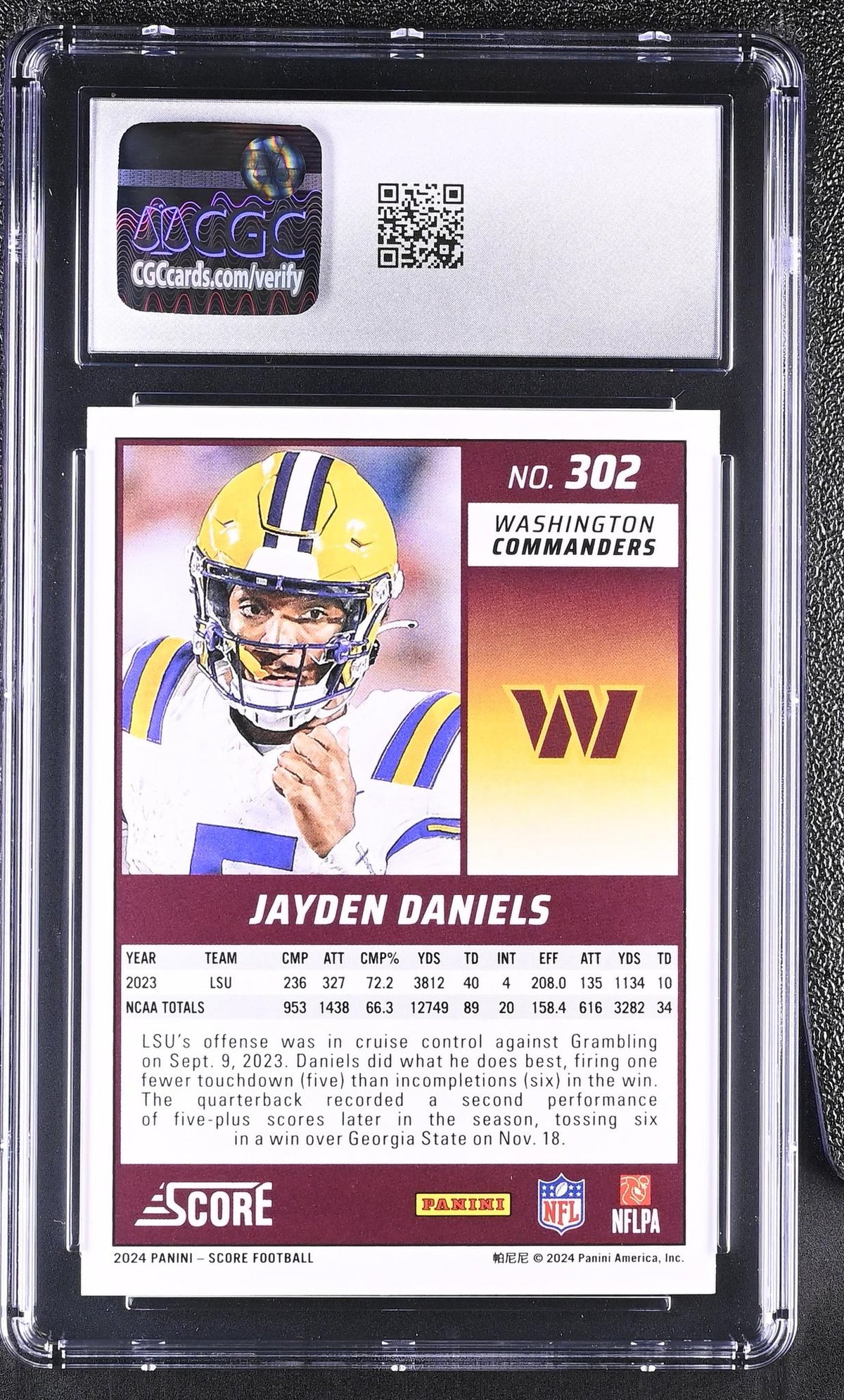 2024 Score Jayden Daniels #302 Rookie CGC 10