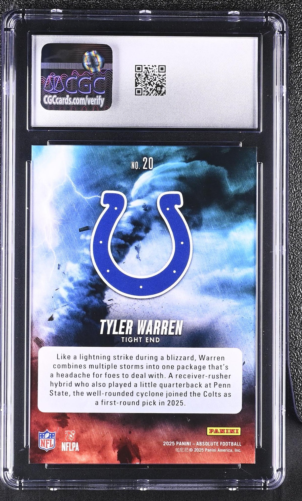2025 Panini Absolute By Storm Tyler Warren #20 RC CGC 10