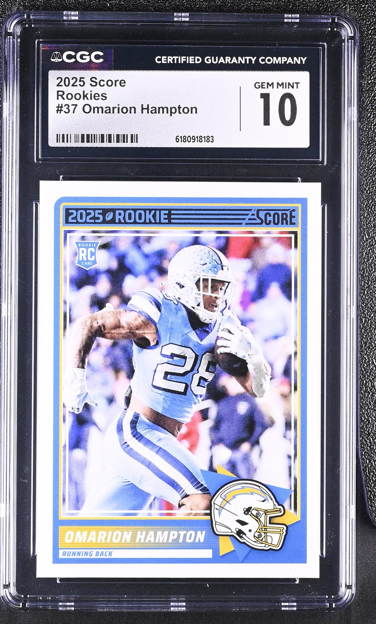 2025 Panini Score Omarion Hampton #37 Rookie CGC 10