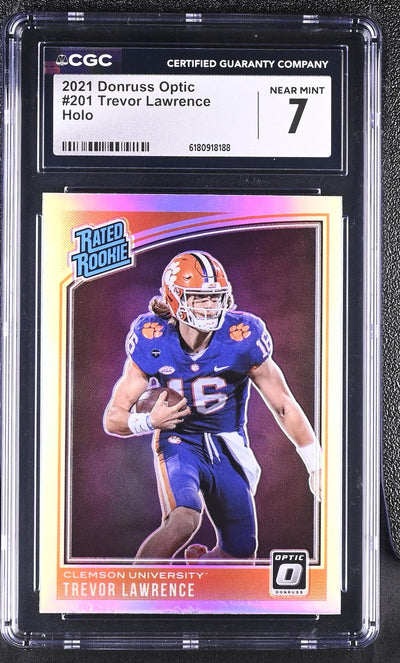 2021 Donruss Optic Trevor Lawrence #201 Holo Rated Rookie CGC 7