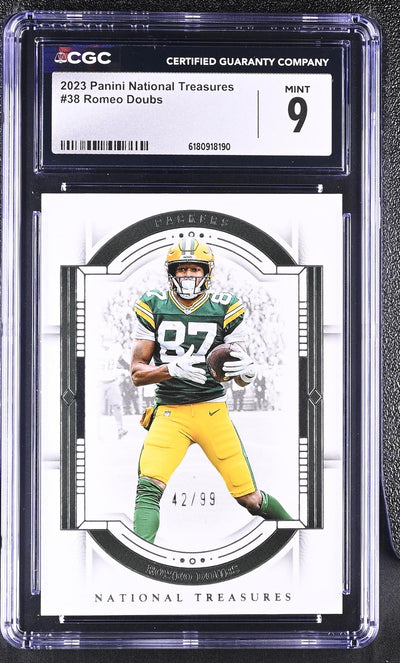 2023 Panini National Treasures Romeo Doubs #38 /99 CGC 9