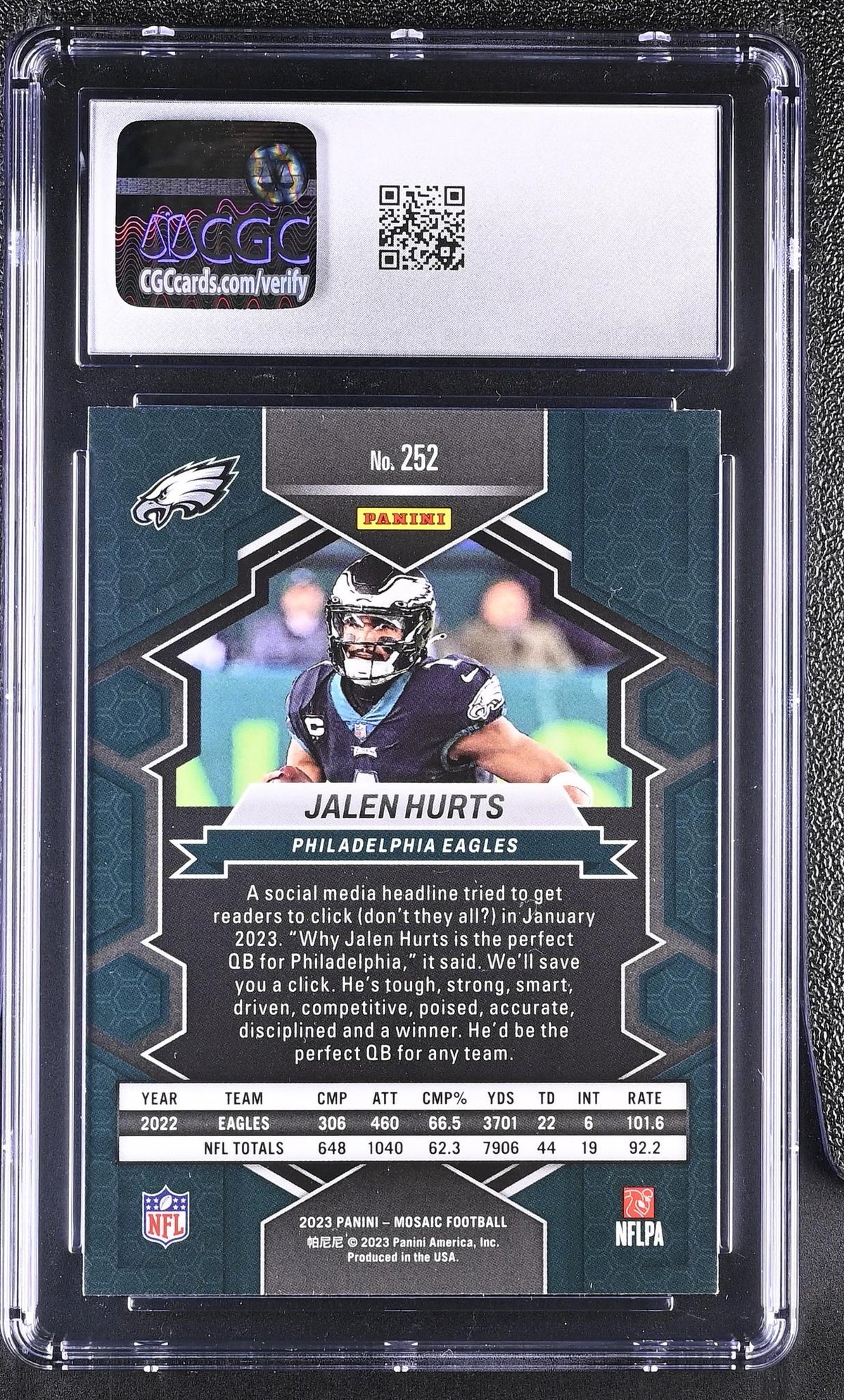 2023 Panini Mosaic Jalen Hurts #252 National Pride CGC 10
