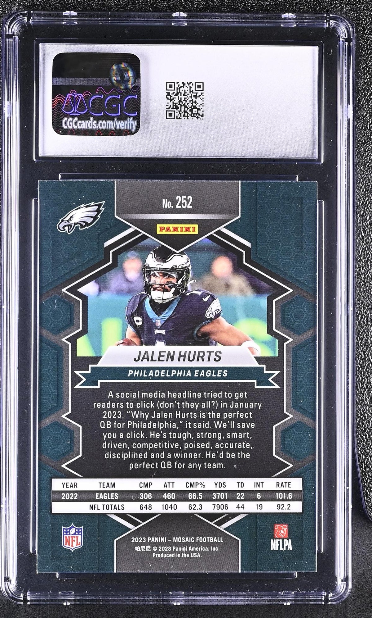 2023 Panini Mosaic Jalen Hurts #252 National Pride CGC 10