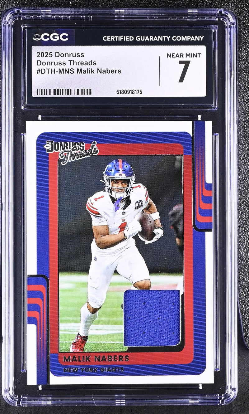 2025 Donruss Threads Malik Nabers #DTH-MNS Jersey CGC 7