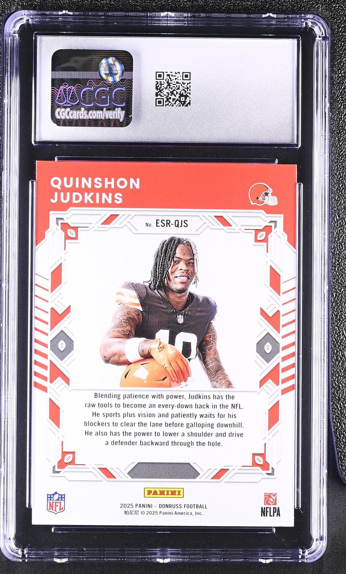 2025 Panini Donruss Elite Series Rookies Quinshon Judkins #ESR-QJS CGC 10