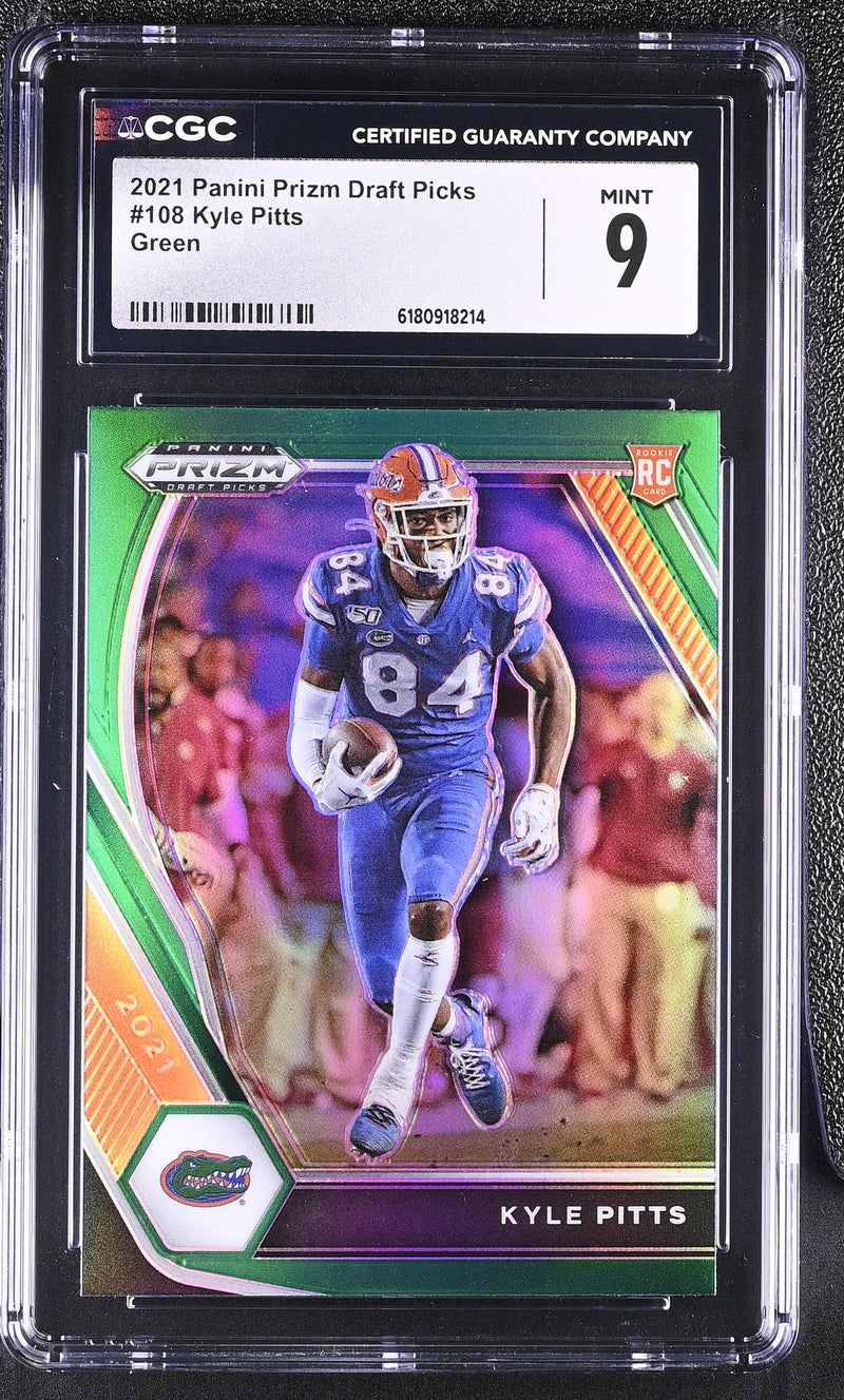 2021 Panini Prizm Draft Picks Kyle Pitts #108 Green RC CGC 9