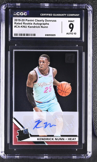 2019-20 Panini Clearly Donruss Kendrick Nunn #CA-KNU Rated Rookie Autographs Mint 9 CGC