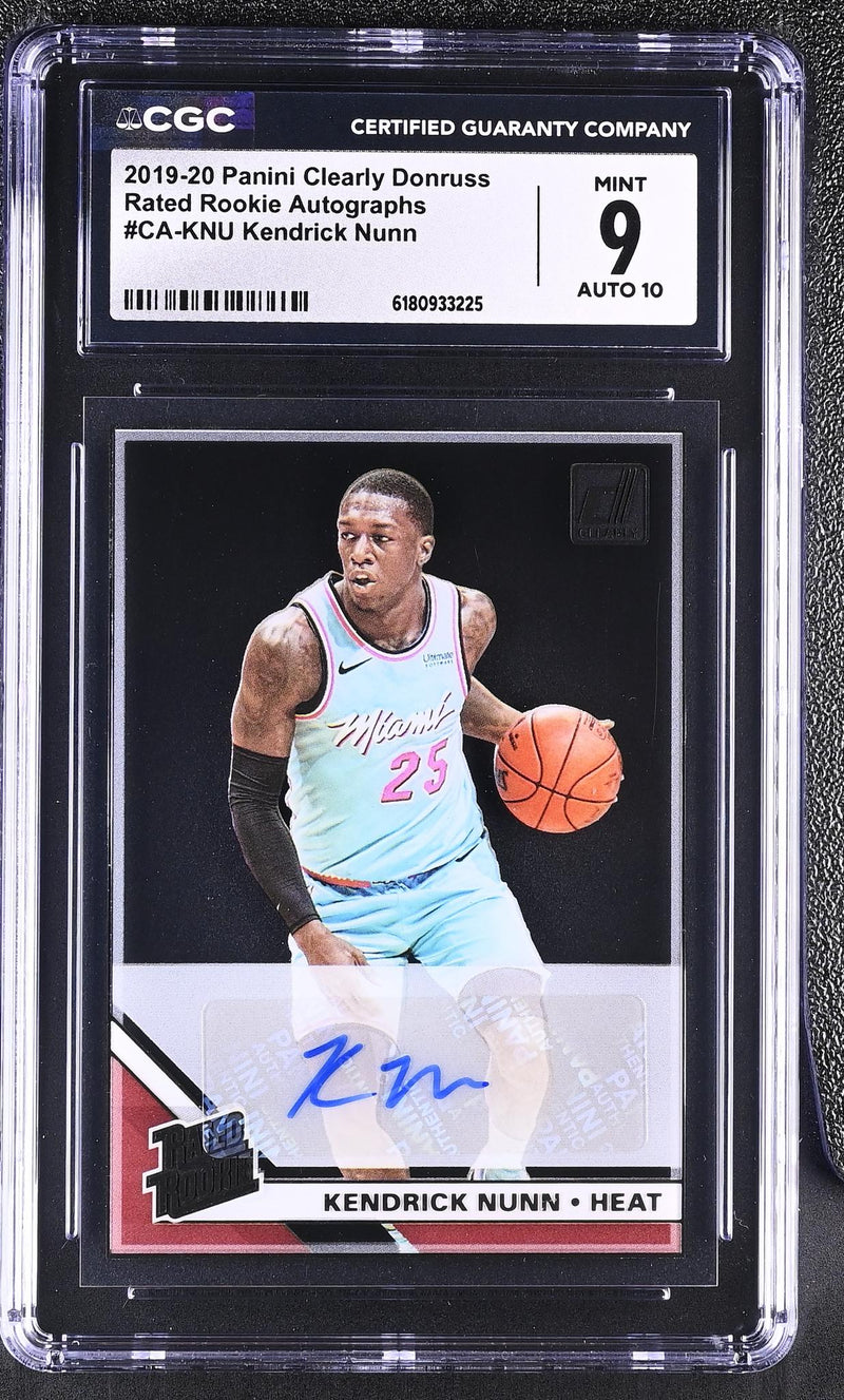 2019-20 Panini Clearly Donruss Kendrick Nunn #CA-KNU Rated Rookie Autographs Mint 9 CGC