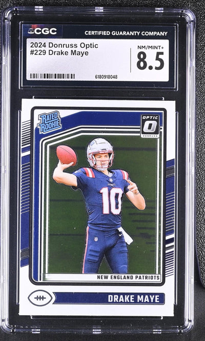 2024 Panini Donruss Optic Drake Maye #229 Rated Rookie CGC 8.5