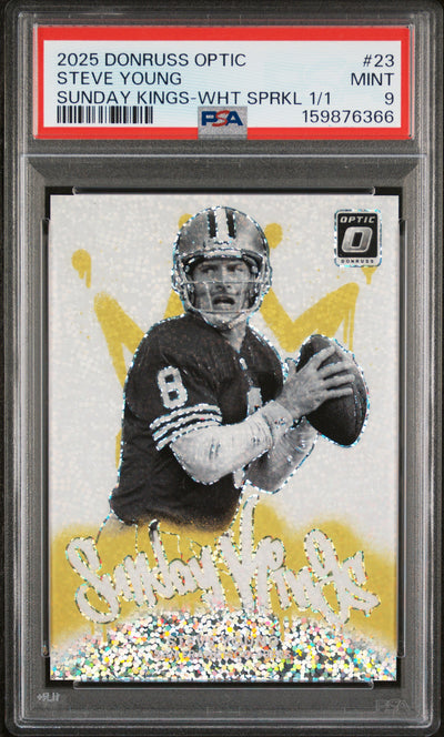 2025 Panini Donruss Optic Sunday Kings Wht Sprkl 1/1 Steve Young #23 PSA 9
