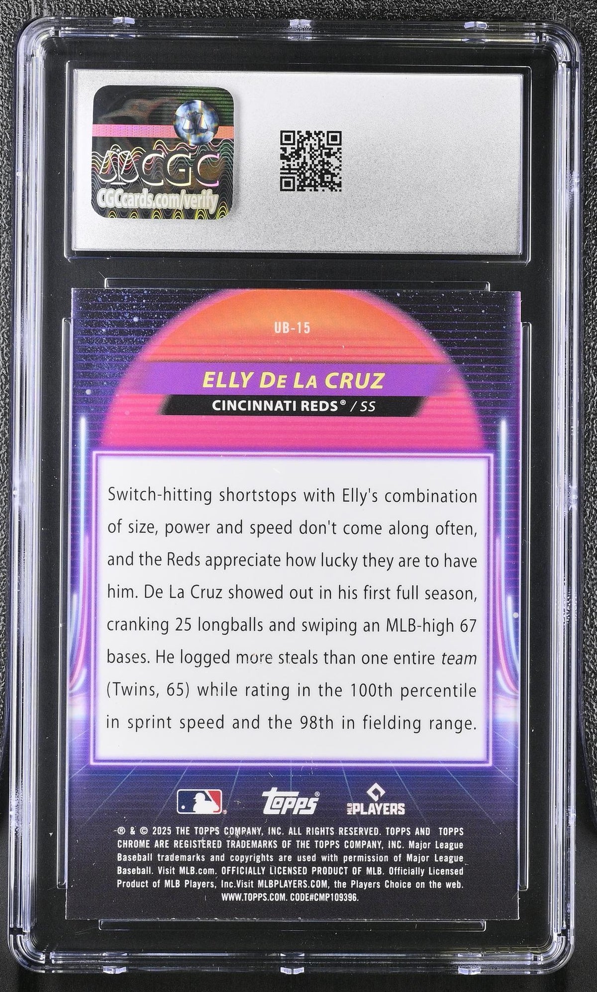 2025 Topps Cosmic Chrome Elly De La Cruz #UB-15 Ultraviolet Beam CGC 10