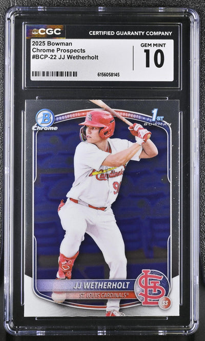 2025 Topps Bowman Chrome Prospects JJ Wetherholt #BCP-22 1st Bowman CGC 10 Gem Mint