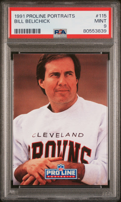 1991 Pro Line Portraits Bill Belichick #115 PSA 9