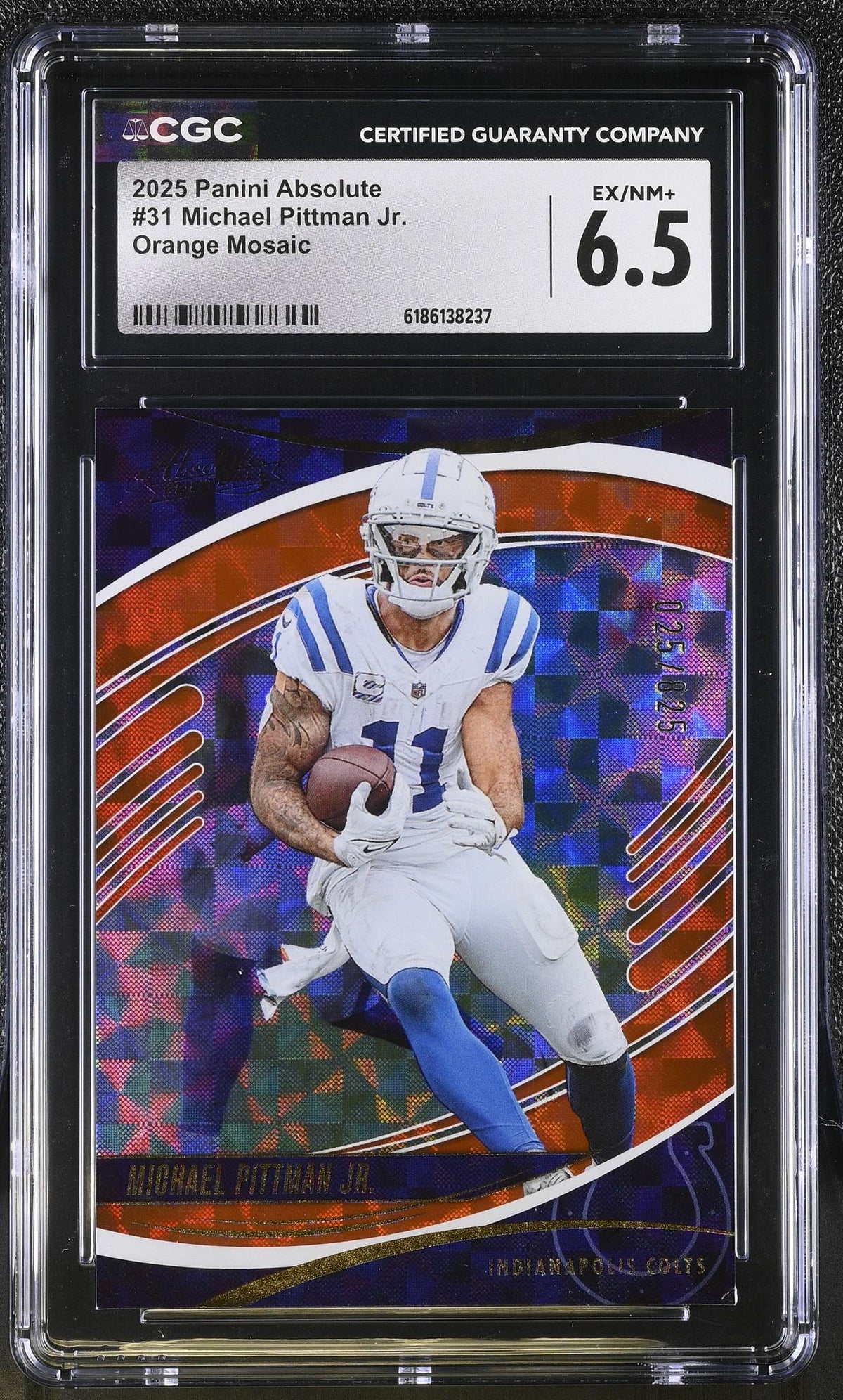 2025 Panini Absolute Michael Pittman Jr. #31 Orange Mosaic /125 CGC 6.5