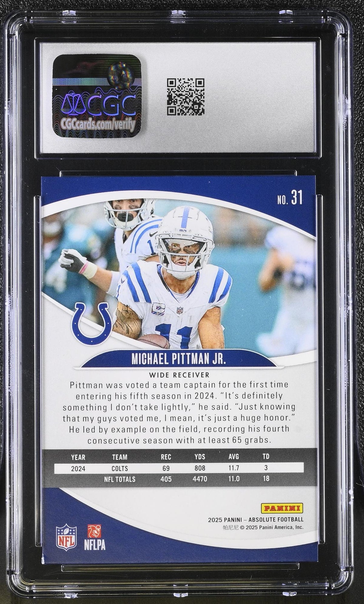 2025 Panini Absolute Michael Pittman Jr. #31 Orange Mosaic /125 CGC 6.5