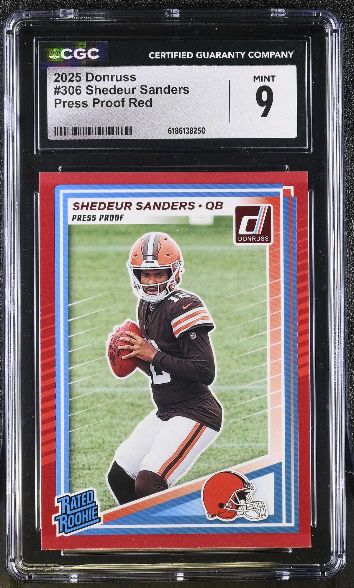 2025 Panini Donruss Shedeur Sanders #306 Rookie Press Proof Red CGC 9