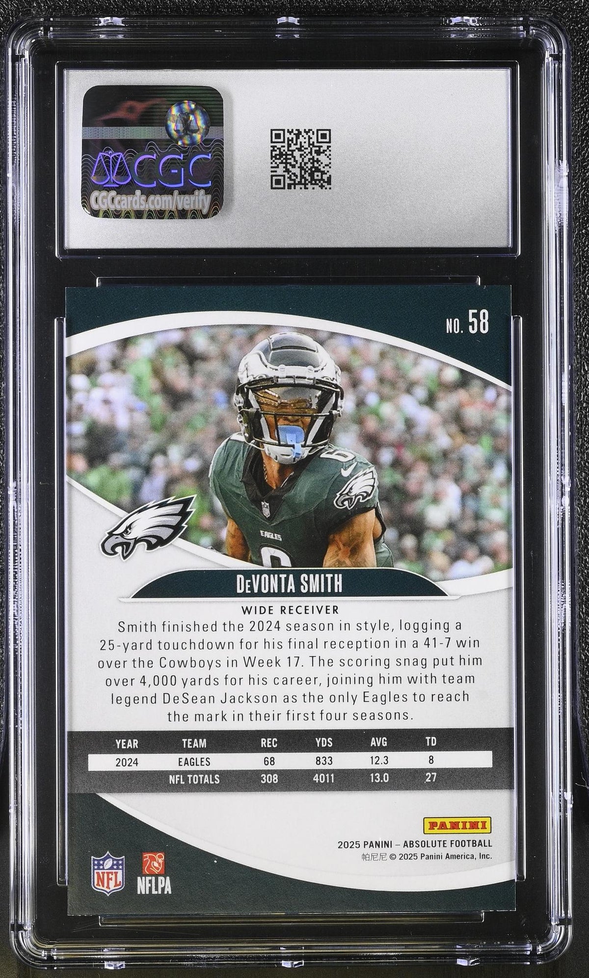 2025 Panini Absolute DeVonta Smith #58 Red Squares CGC 9