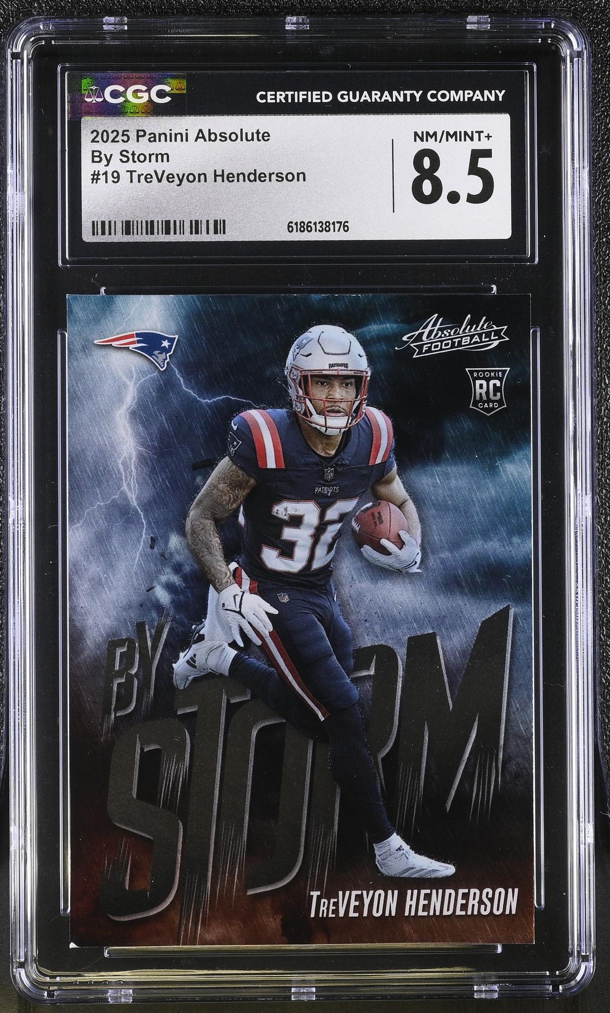 2025 Panini Absolute By Storm TreVeyon Henderson #19 Rookie NM/MINT+ CGC 8.5