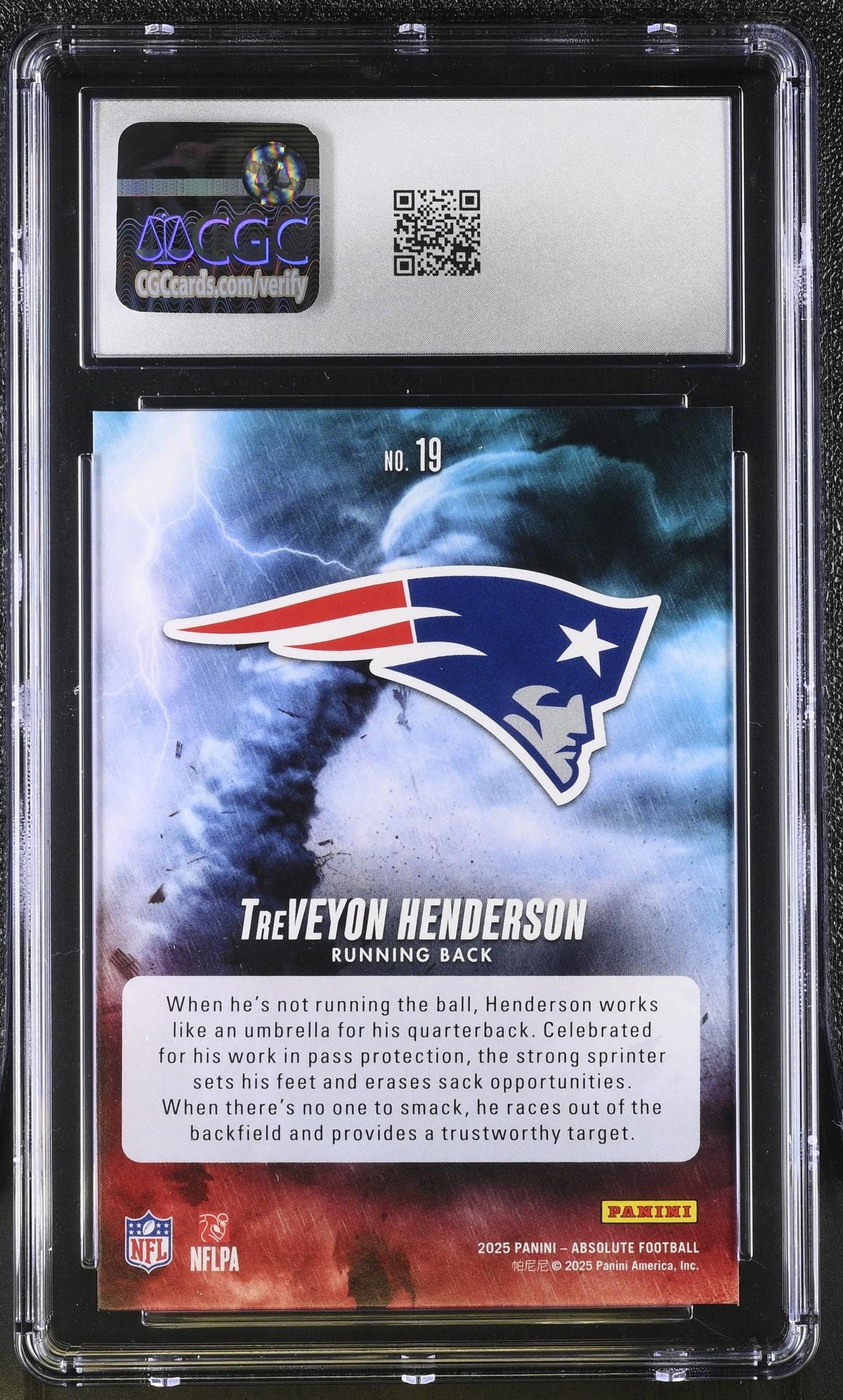 2025 Panini Absolute By Storm TreVeyon Henderson #19 Rookie NM/MINT+ CGC 8.5