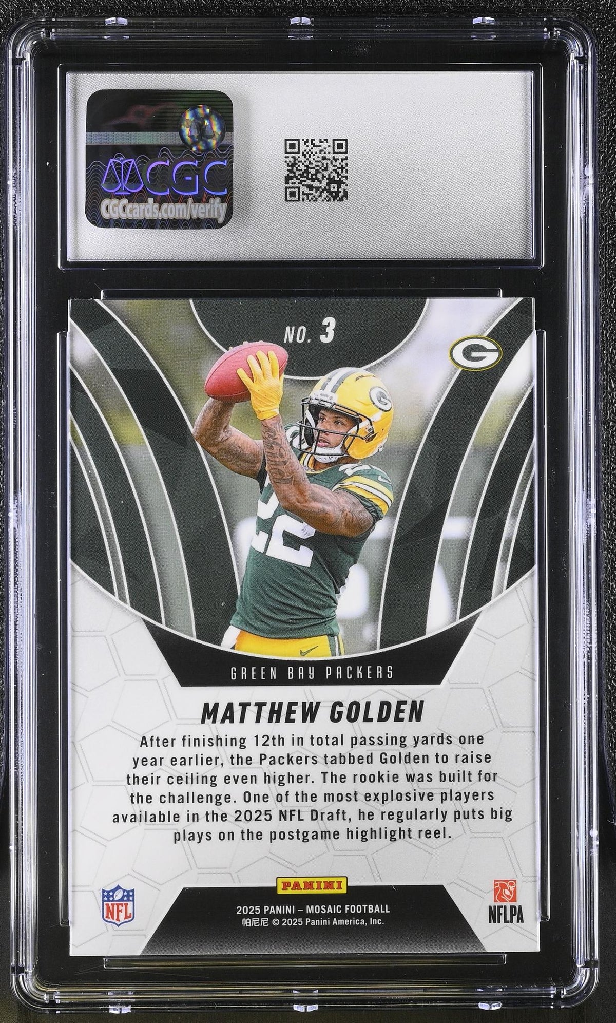 2025 Panini Mosaic Elevate Matthew Golden #3 Mosaic Rookie CGC 9