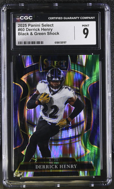 2025 Panini Select Derrick Henry #60 Black & Green Shock CGC 9
