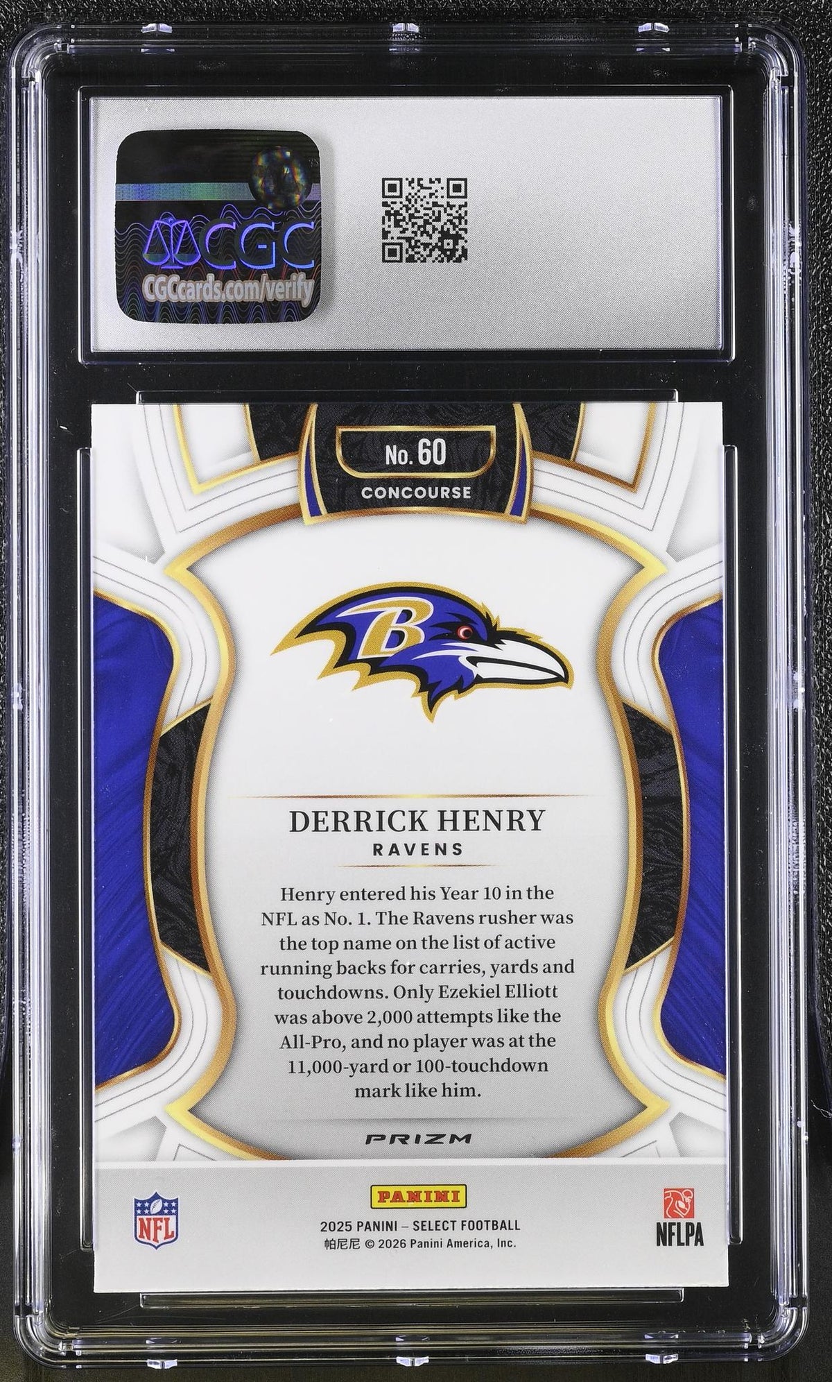 2025 Panini Select Derrick Henry #60 Black & Green Shock CGC 9