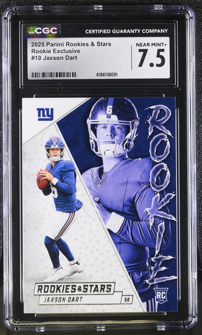 2025 Panini Rookies & Stars Rookie Exclusive Jaxson Dart #10 CGC 7.5