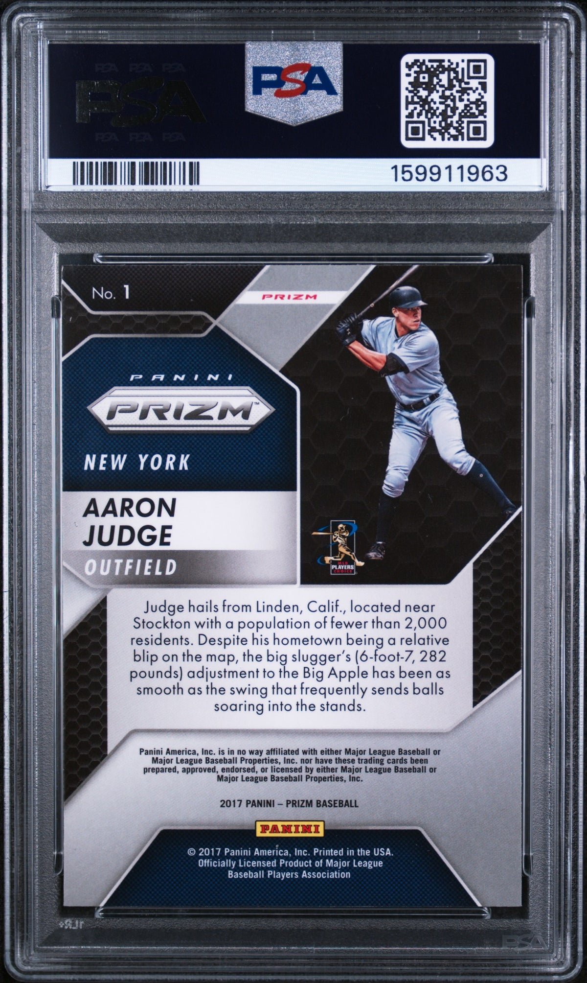 2017 Panini Chronicles Prizm Aaron Judge #1 PSA 9