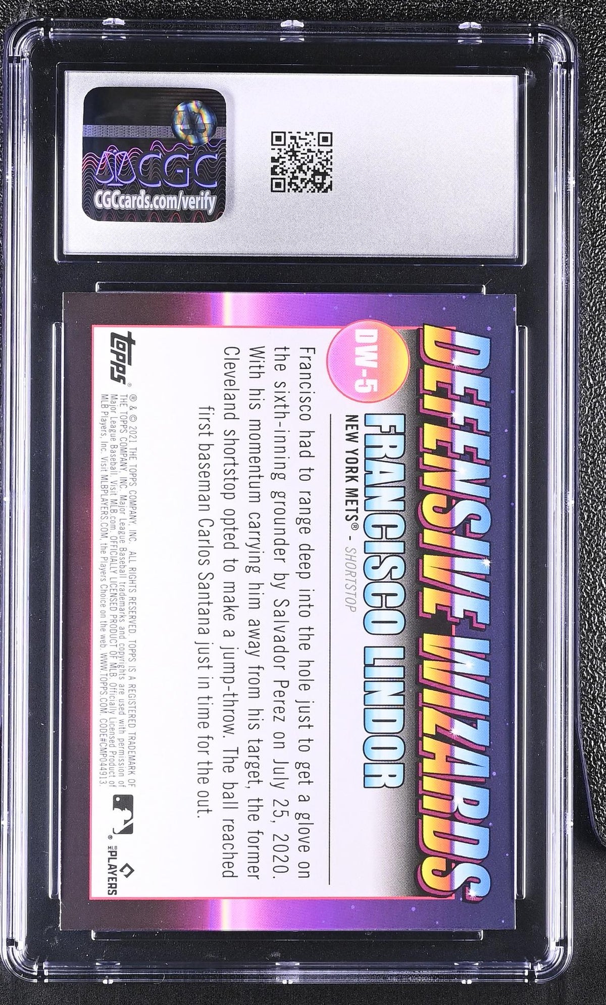 2021 Topps Big League Francisco Lindor #DW-5 Defensive Wizards CGC 10