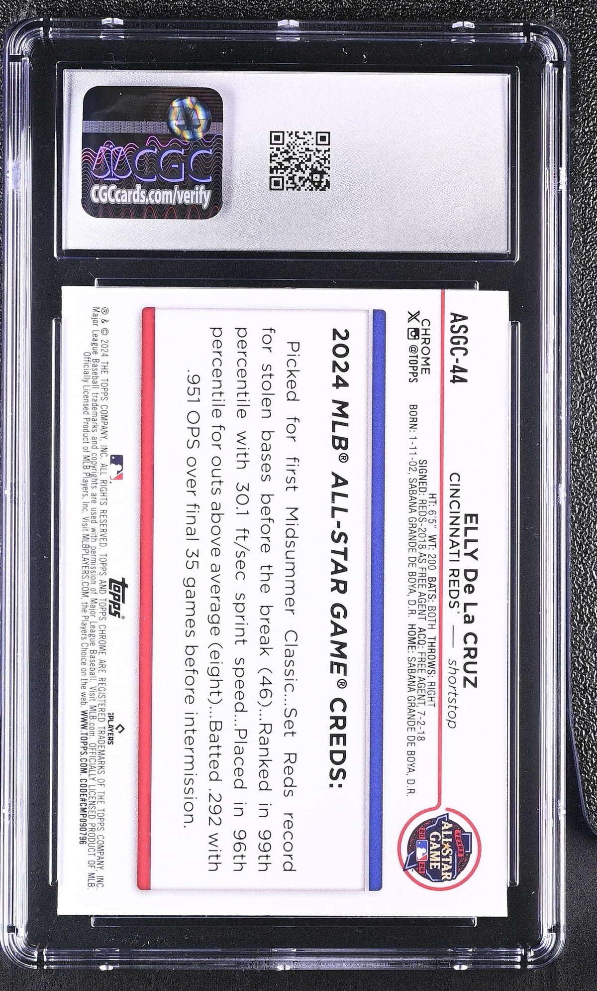 2024 Topps Chrome Update All-Star Game Elly De La Cruz #ASGC-44 RC CGC 9