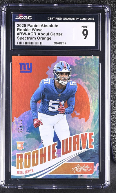 2025 Panini Absolute Abdul Carter #RW-ACR Rookie Wave Spectrum Orange /75 CGC 9
