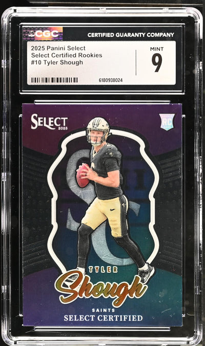 2025 Panini Select Certified Rookies Tyler Shough #10 Rookie CGC 9