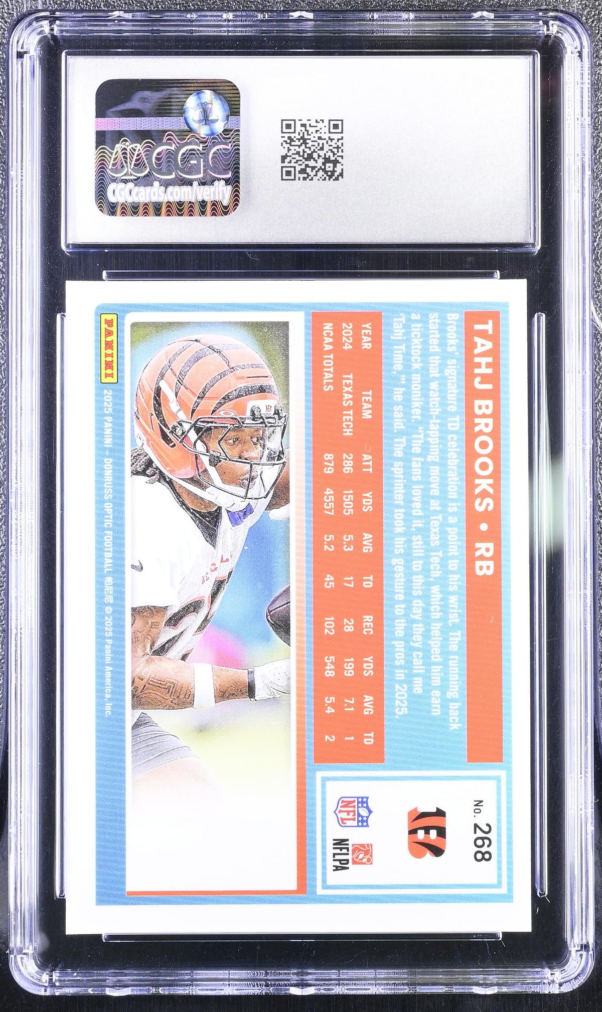 2025 Panini Donruss Optic Tahj Brooks #268 Rated Rookie CGC 10