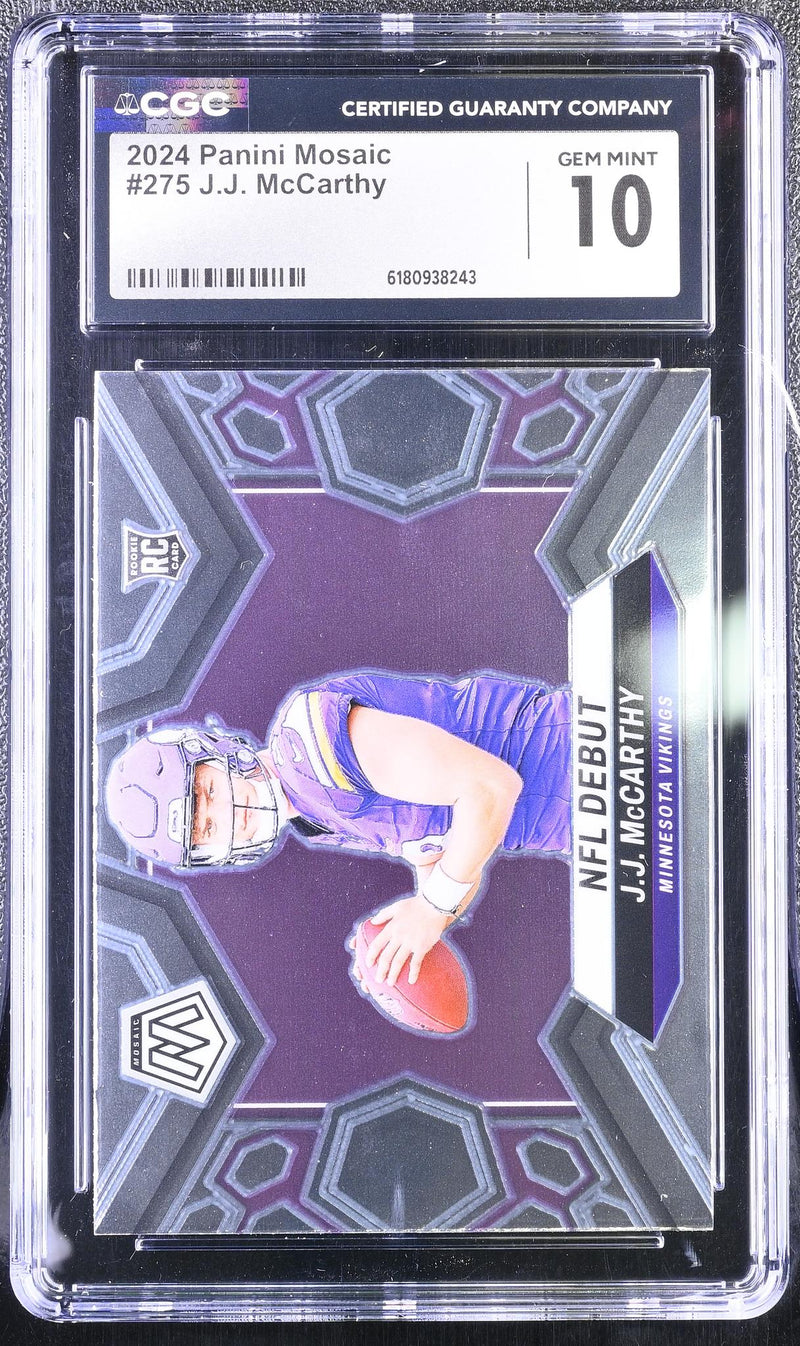 2024 Panini Mosaic J.J. McCarthy #275 NFL Debut Rookie CGC 10