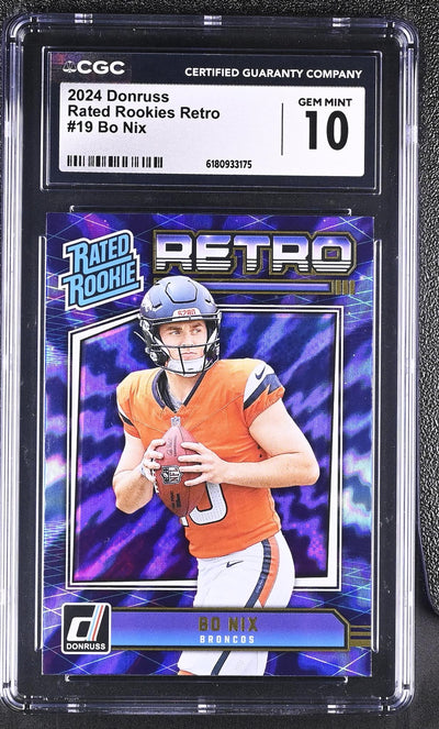 2024 Donruss Rated Rookies Retro Bo Nix #19 CGC 10