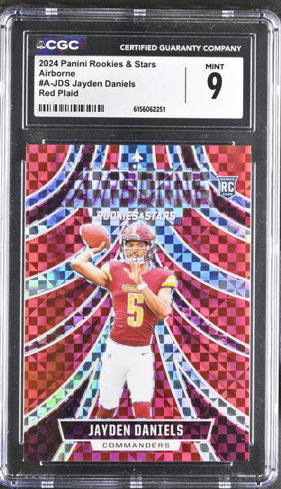 2024 Panini Rookies & Stars Airborne Jayden Daniels Red Plaid #A-JDS RC CGC 9