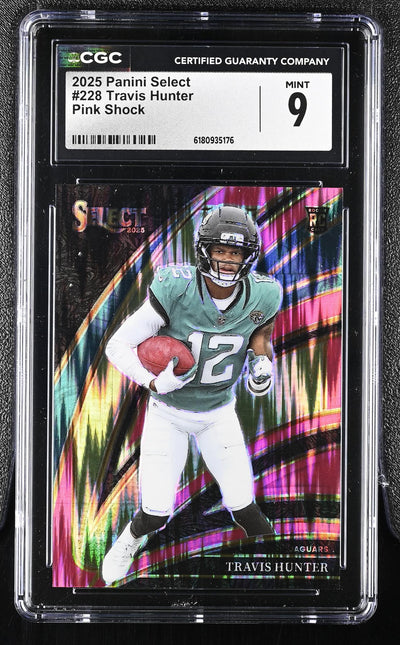 2025 Panini Select Travis Hunter #228 Pink Shock Rookie CGC 9